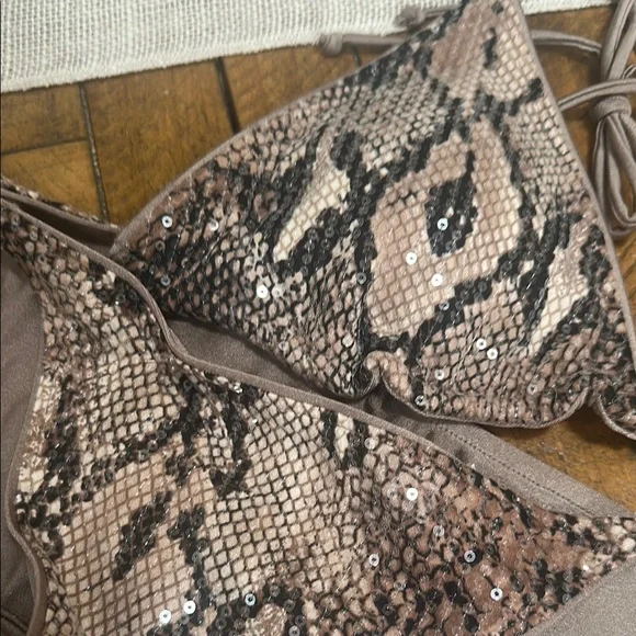 Fashion Nova Snake Print Sequin Bikini - Picture 3 of 4
